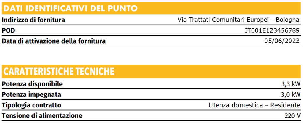 codice pod bolletta